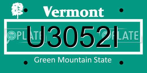 U3052I Vermont License Plate