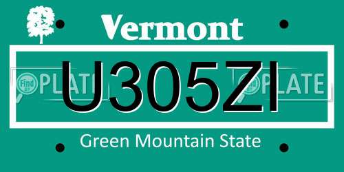 U305ZI Vermont License Plate