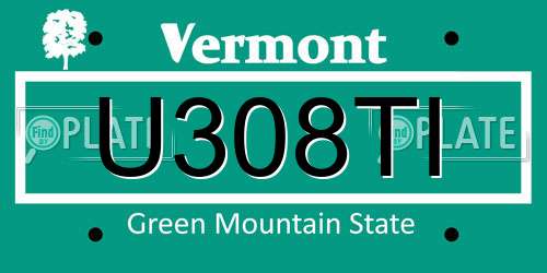 U308TI Vermont License Plate