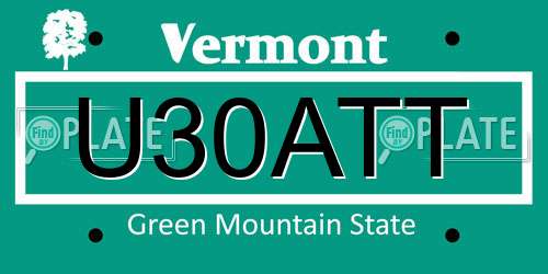 U30ATT Vermont License Plate