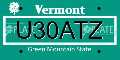 U30ATZ Vermont License Plate