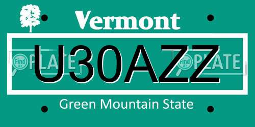 U30AZZ Vermont License Plate