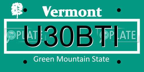 U30BTI Vermont License Plate