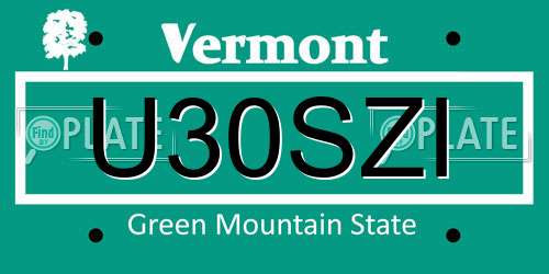 U30SZI Vermont License Plate