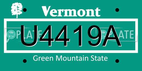 U4419A Vermont License Plate