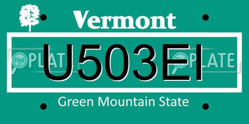 U503EI Vermont License Plate