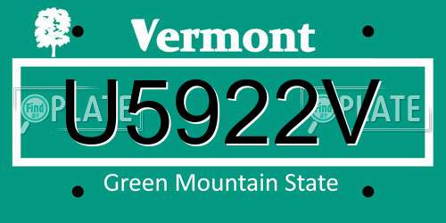 U5922V Vermont License Plate