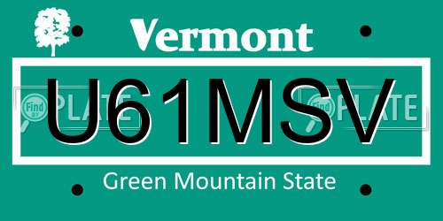 U61MSV Vermont License Plate