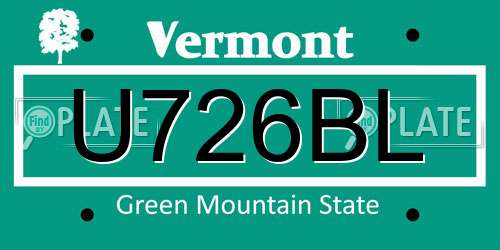 U726BL Vermont License Plate