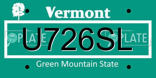 U726SL Vermont License Plate
