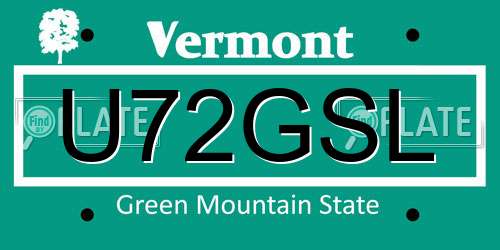 U72GSL Vermont License Plate