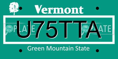 U75TTA Vermont License Plate