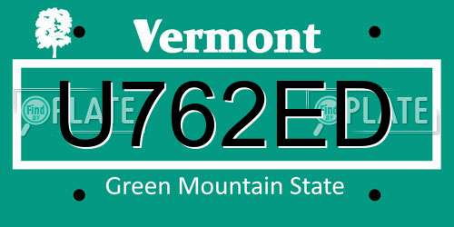 U762ED Vermont License Plate