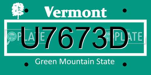 U7673D Vermont License Plate