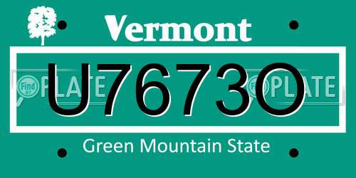 U7673O Vermont License Plate