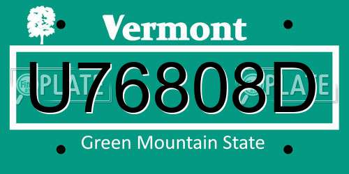 U76808D Vermont License Plate