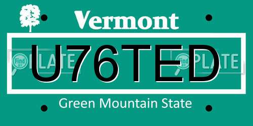 U76TED Vermont License Plate