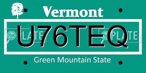 U76TEQ Vermont License Plate