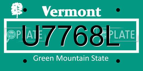 U7768L Vermont License Plate