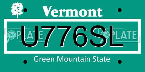 U776SL Vermont License Plate