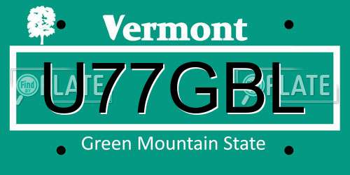 U77GBL Vermont License Plate