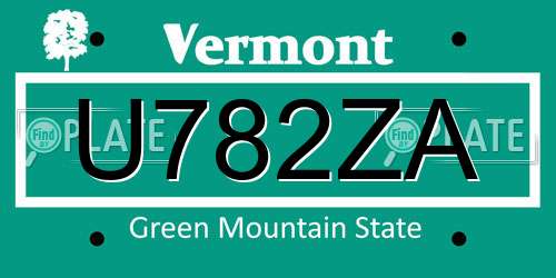 U782ZA Vermont License Plate