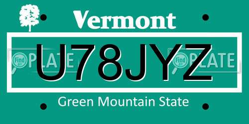 U78JYZ Vermont License Plate