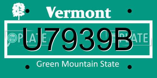 U7939B Vermont License Plate