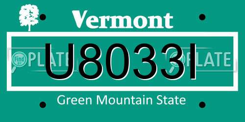 U8033I Vermont License Plate