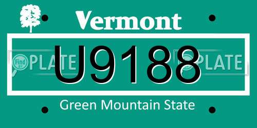U9188 Vermont License Plate