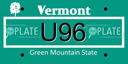 U96 Vermont License Plate