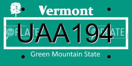 UAA194 Vermont License Plate