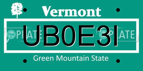 UB0E3I Vermont License Plate