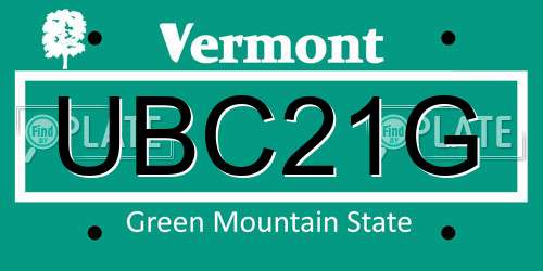 UBC21G Vermont License Plate