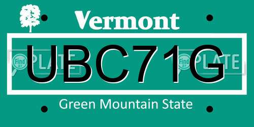 UBC71G Vermont License Plate