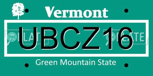 UBCZ16 Vermont License Plate