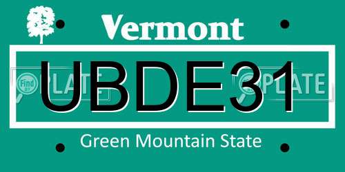 UBDE31 Vermont License Plate
