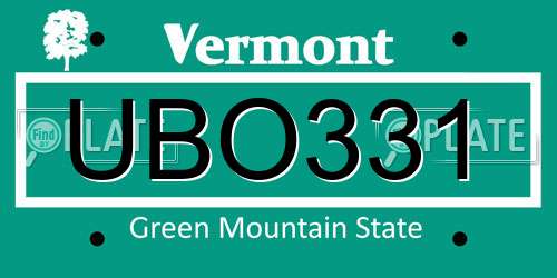 UBO331 Vermont License Plate