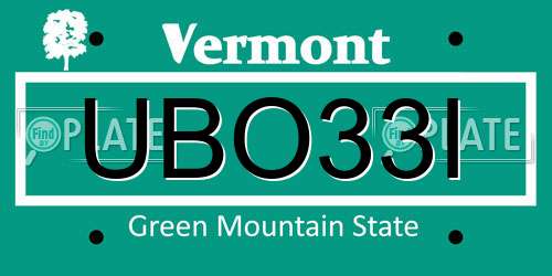 UBO33I Vermont License Plate