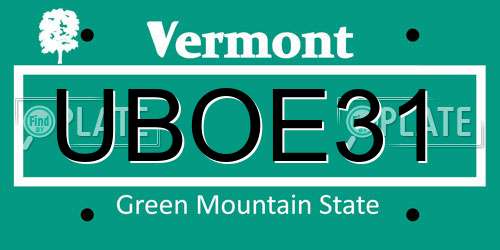 UBOE31 Vermont License Plate