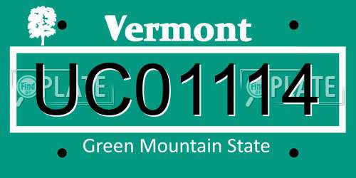 UC01114 Vermont License Plate