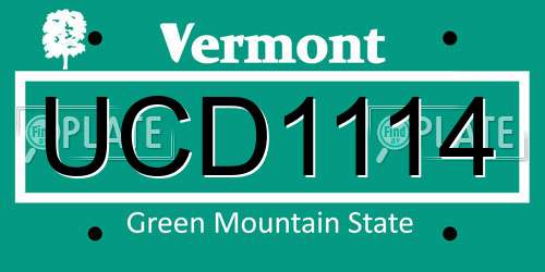 UCD1114 Vermont License Plate