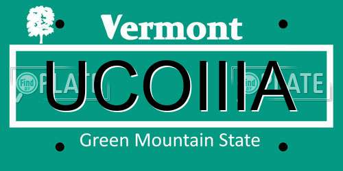 UCOIIIA Vermont License Plate