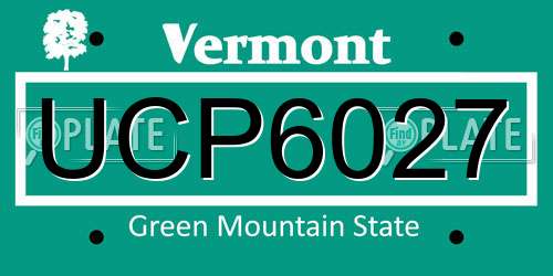 UCP6027 Vermont License Plate