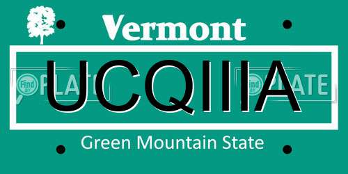 UCQIIIA Vermont License Plate