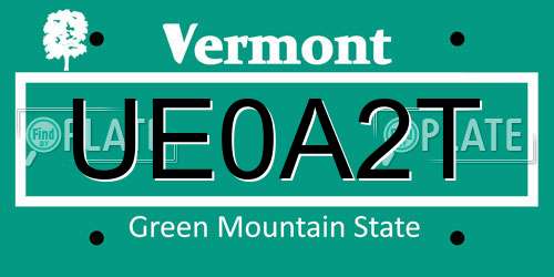 UE0A2T Vermont License Plate