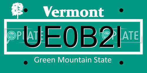 UE0B2I Vermont License Plate