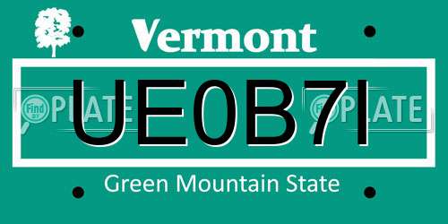UE0B7I Vermont License Plate
