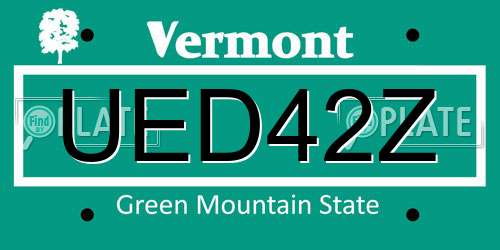 UED42Z Vermont License Plate