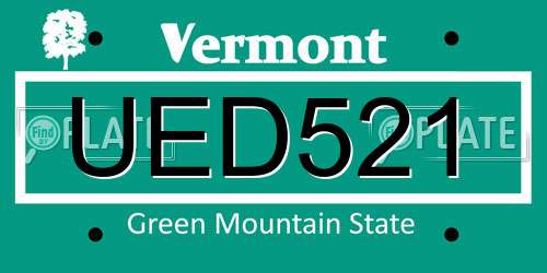 UED521 Vermont License Plate